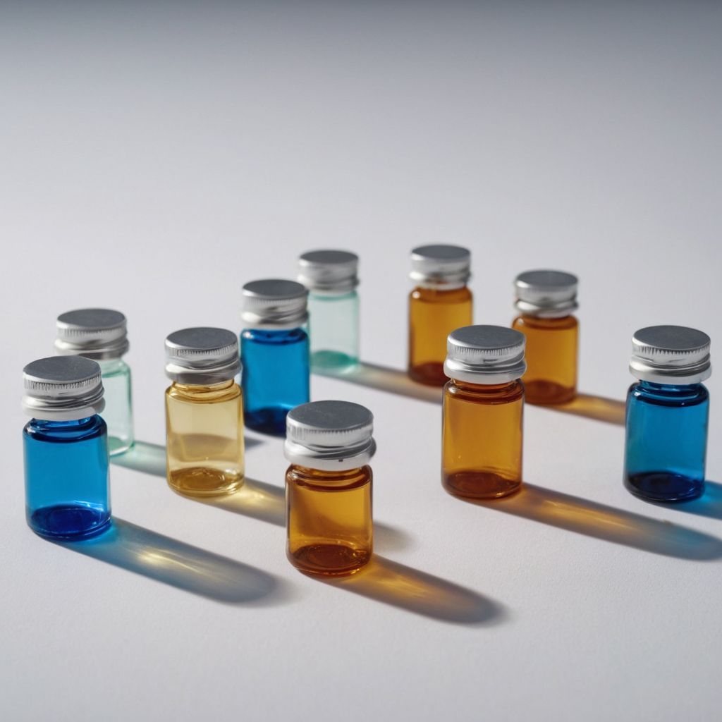 Assorted filler injection vials neatly arranged on a clean, white surface, brightly lit in a clinical setting, captured in high resolution.