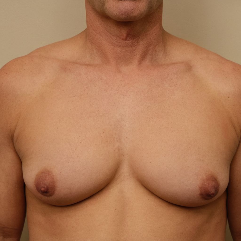 Male chest before and after breast lift surgery, side by side comparison in a medical setting, Photographic, Photography with high resolution and clinical lighting.